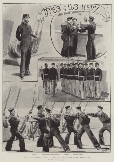 La guerre hispano-américaine, officiers et hommes de la marine des États-Unis - William Barnes Wollen